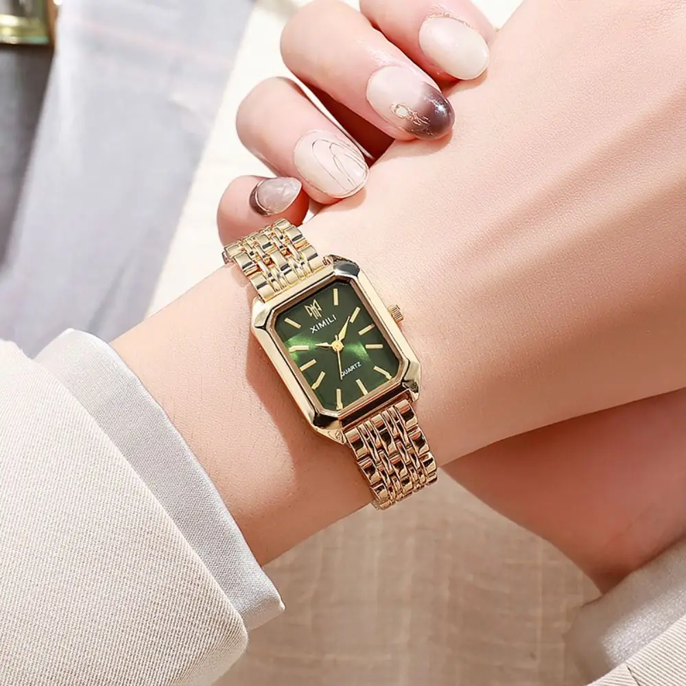 Fashion Stainless Steel Quartz Watches Folding buckle Quartz Women Wristwatch Square Luxury Gift Strap Watch Women