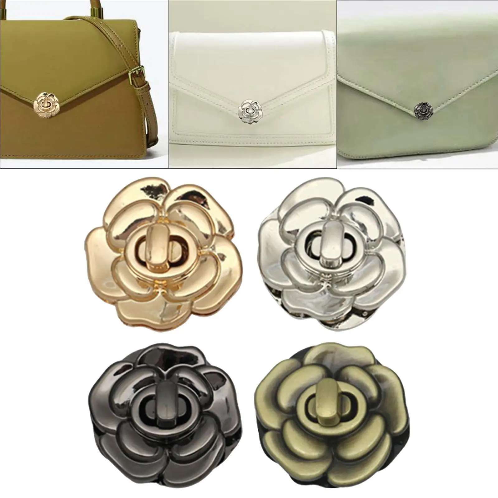 Flower Purse Turn Lock Clasp Fastener Metal Bag Twist Locks for Clutch Wallet DIY Leathercraft Luggage Hardware