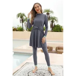 Burkini-traje de baño musulmán para mujer, traje de baño de manga larga para surfear, ropa de playa, 3 piezas, 2023