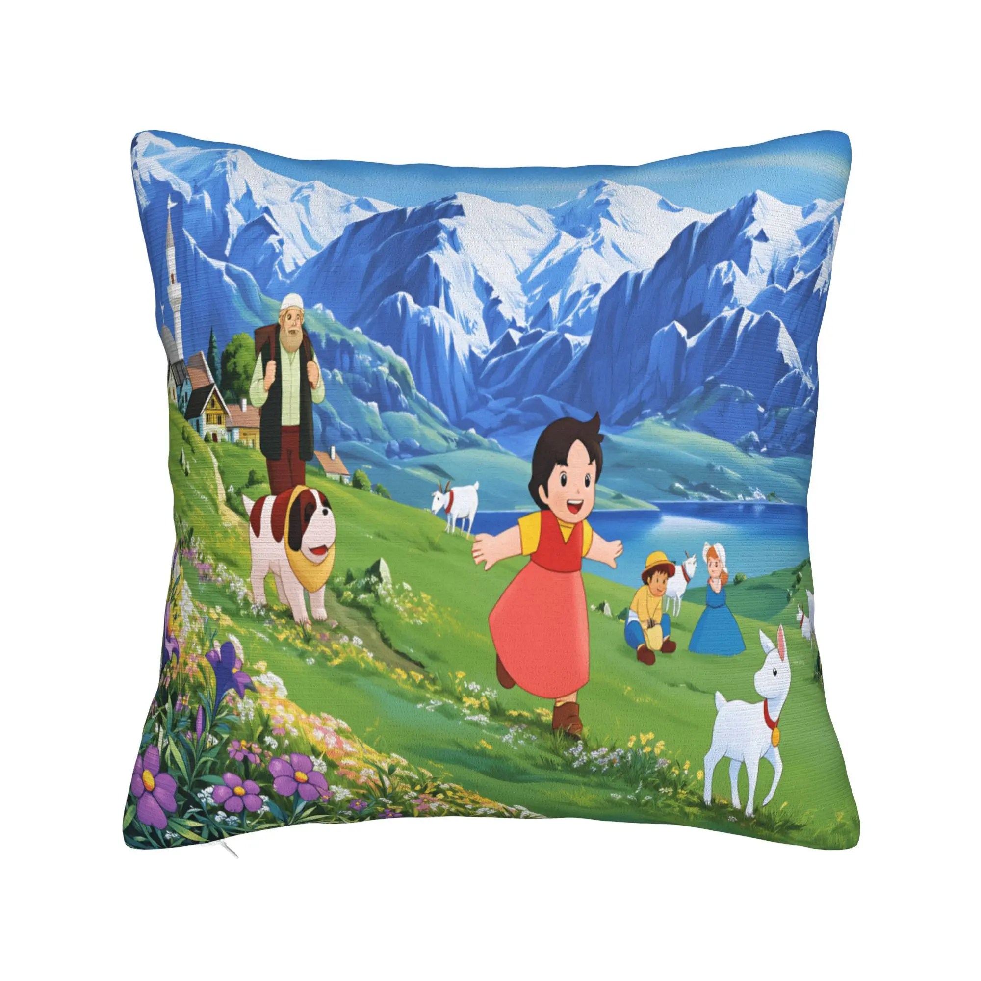 Pillow Case Heidi Peter And Grandpa Alps Comfy  Pillow Cover For Living Room Chair Retro Trendy Pillowcases