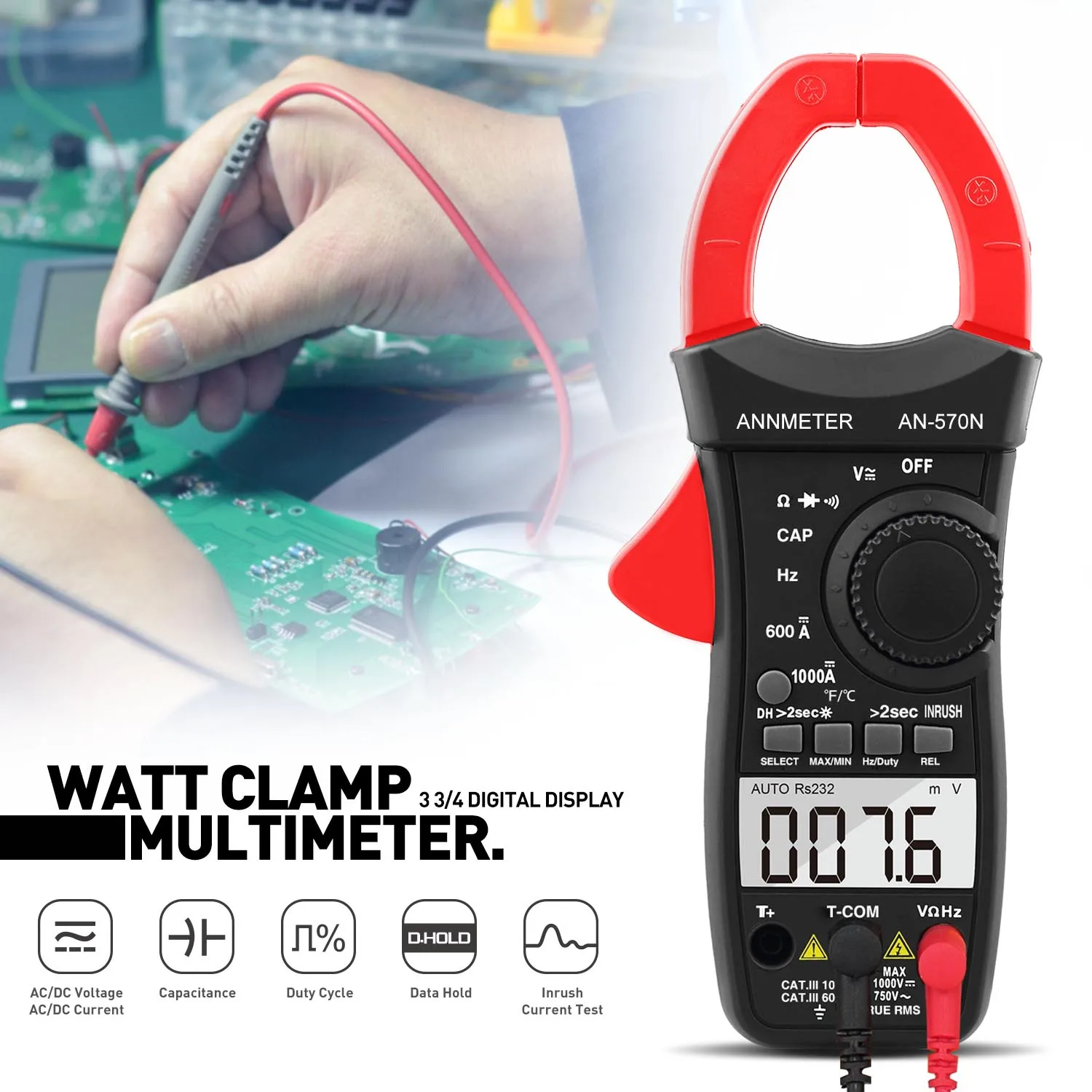 

6000 DIGITS DISPLAYAC/DC AUTO CAL CLAMP MULTIMETER,DC AC Voltage,DC AC Current,Accurate measurement,industrial measurement