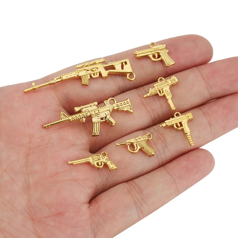 3pcs Stainless Steel Vintage Simulation Gun Charm Pistol Shape Pendant for DIY Necklace Punk Keychain Jewelry Making Accessories - Image 6