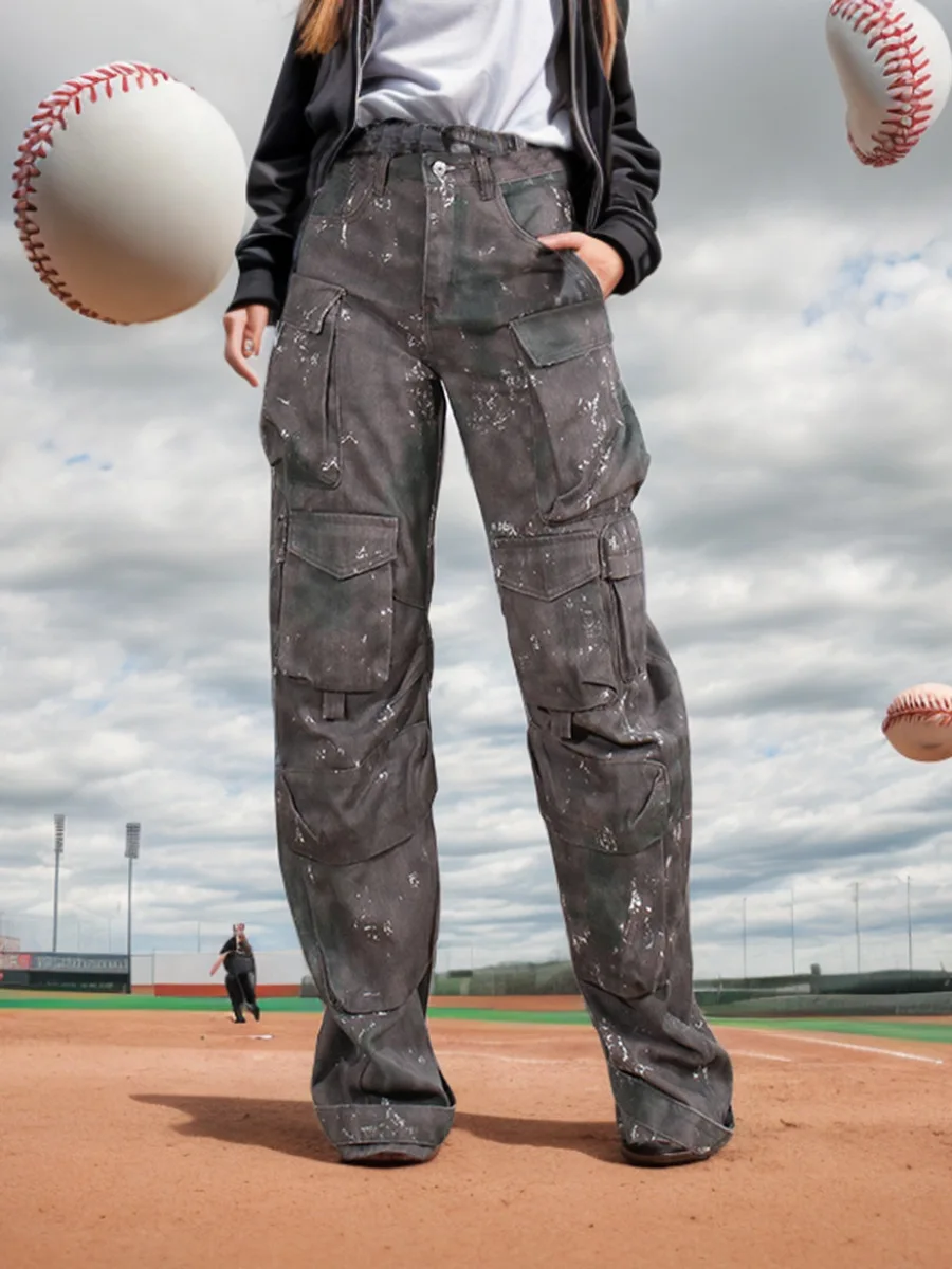 

Trendy Baggy Cargo Pants for Women & Men | Low Rise Wide Leg Jeans | Harajuku Streetwear Tie-Dye Camouflage Multi-Pocket Casual