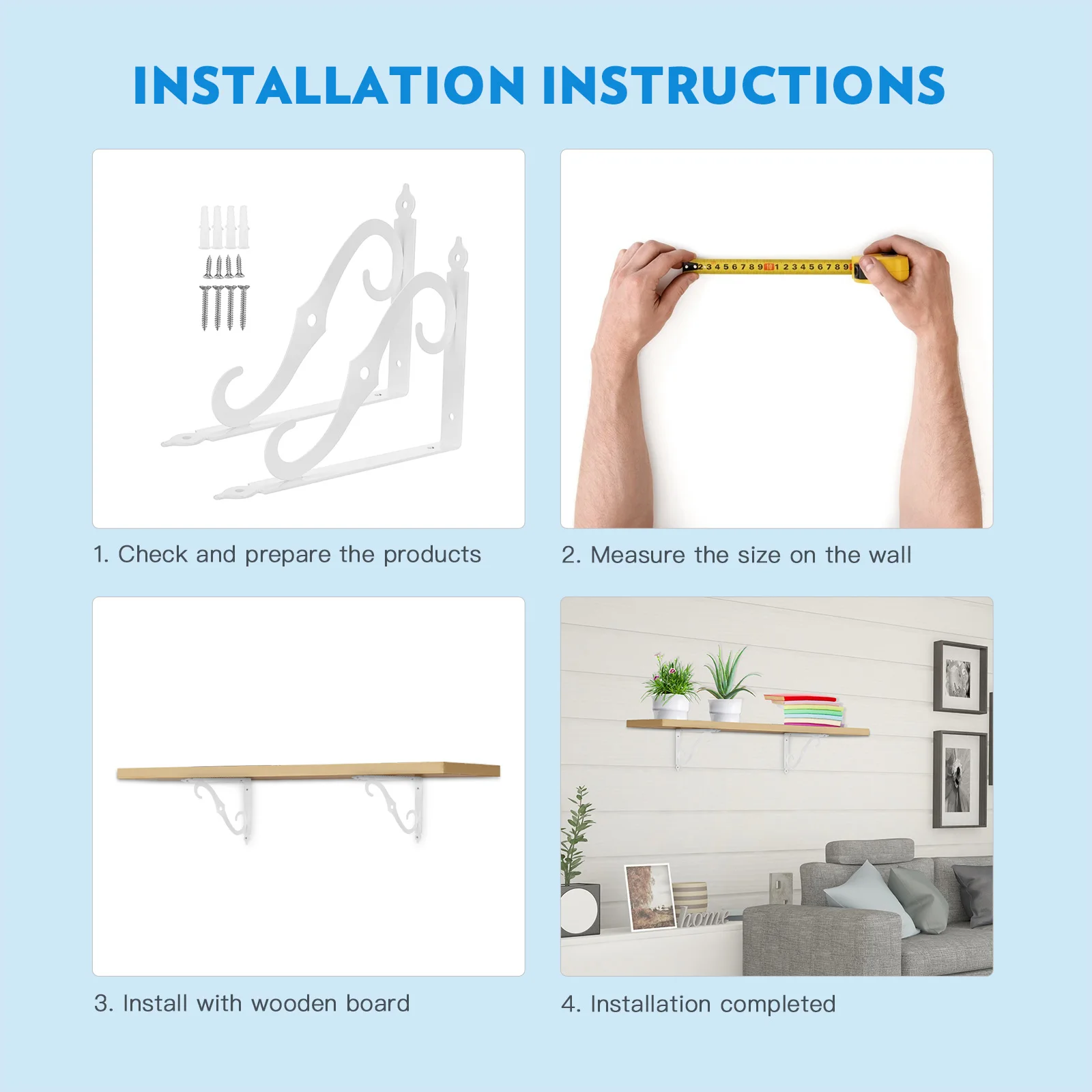 

1 комплект, регулируемые настенные кронштейны для книжных полок, белые прочные железные опоры, усиленные нержавеющие аксессуары для полок для дома