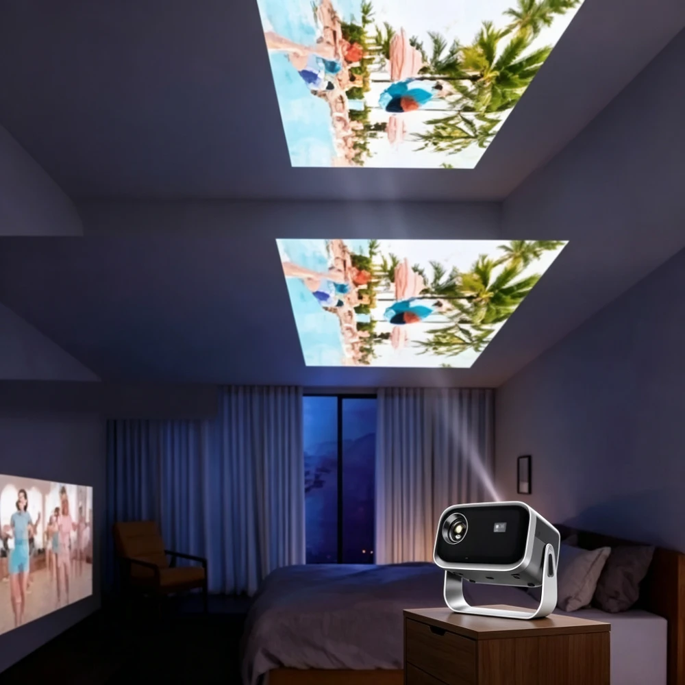 4K HD 360° Rotatable Smart Projector WiFi Bluetooth Android LED Beamer Portable Home Theater Cinema