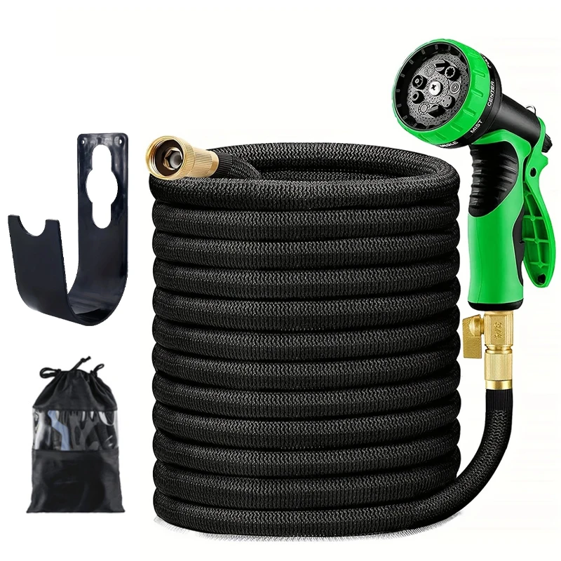 

Выдвижной садовый шланг с распылителем, из натурального латекса, высокого давления, для мойки автомобилей, гибкий, для полива сада