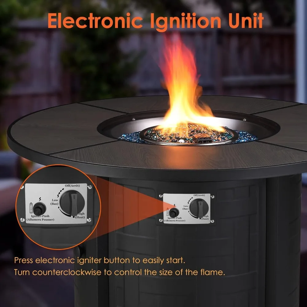 

"42 Inch 50,000 BTU Auto-Ignition Gas Fire Pit Table for Outdoor Patio with Waterproof Cover"