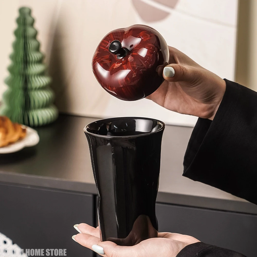 

Керамическая кружка Red Delicious Apples, кофейная чашка с крышками, чайная чашка для офиса, дома, эстетика, декоративная чашка для питья с ручной росписью