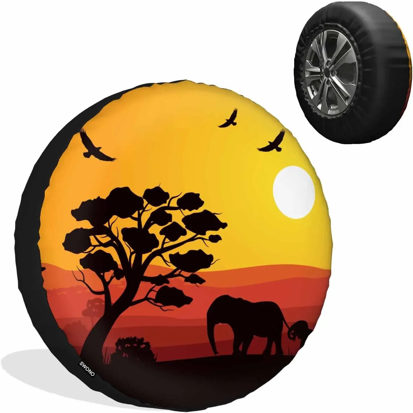 Sunset Scenery Spare Tire Covers Wheel Guards Weatherproof Camping Trailer Universal Fits Tires for Rv SUV Truck Camper Travel