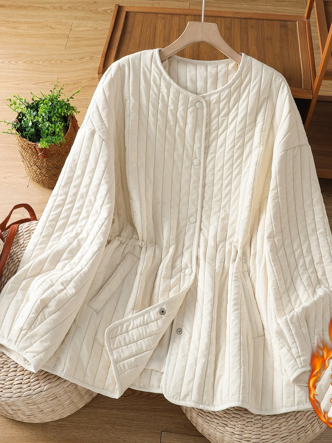 

Легкая зимняя куртка из хлопка с эффектом похудения, с круглым вырезом, на шнурке на талии, с пуховым наполнителем, модная повседневная верхняя одежда