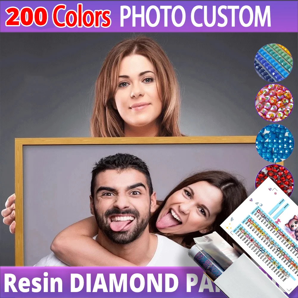 

200 color resin photo custom full square diamond fairy dust AB crystal luminous metal 5D DIY diamond painting private decor
