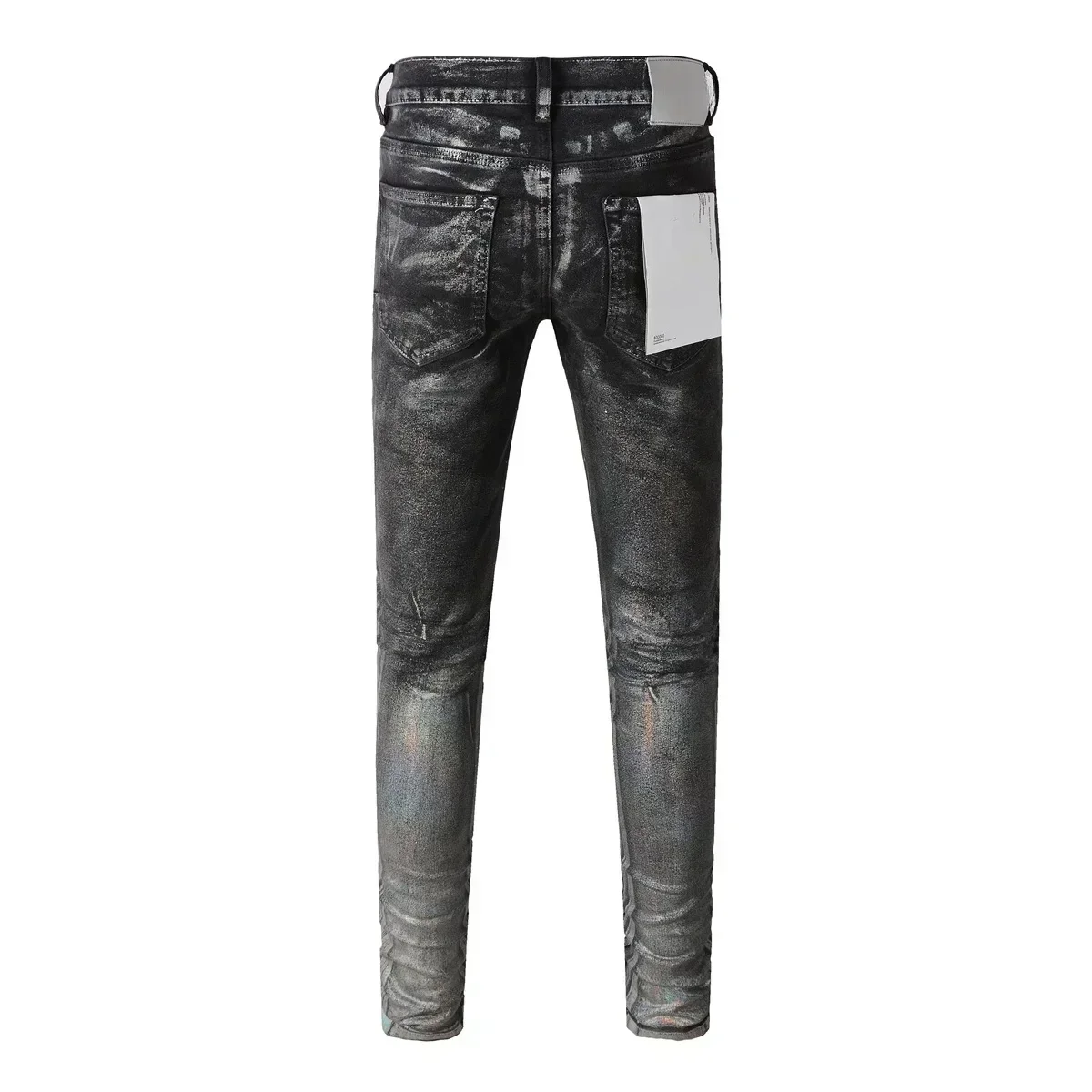 Fashion Purples jeans Man American brands style high street white paint distressed Repair Low Rise Skinny Denim pants