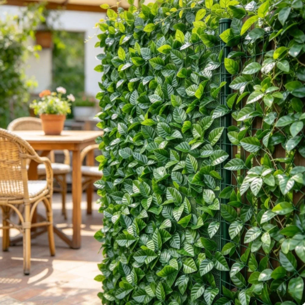 Artificial Leaf Greenery Wall Decor for Outdoor Balcony Privacy Screen Fence Cover 0.5m x 1m Silk Fabric Realistic Design