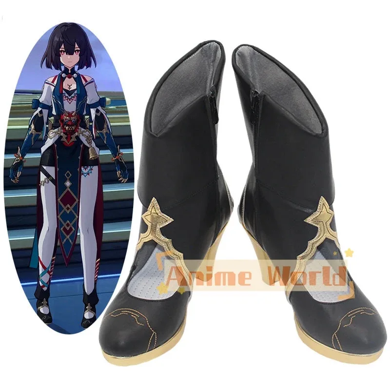 Honkai: 스타 레일 Xueyi 코스프레 신발 PU 가죽 신발 할로윈 카니발 부츠 맞춤 제작