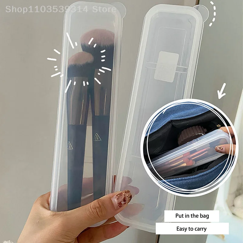 Makeup Brush Organizer Transparent With Cover Eyebrow Pencil Boxes Portable Women Cosmetic Storage Organizer