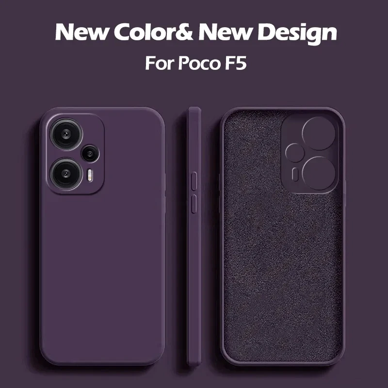 Poco F5 pro PocoF5 Case Square Liquid Silicone Camera Lens Protector Soft Cover For Xiaomi Poco F5 Poco F 5 PocoF5 Phone Cases