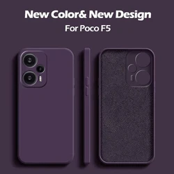 Poco F5 pro PocoF5 Case Square Liquid Silicone Camera Lens Protector Soft Cover For Xiaomi Poco F5 Poco F 5 PocoF5 Phone Cases