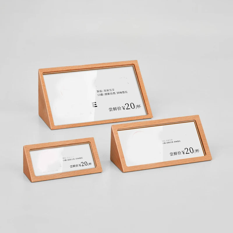

5pcs Solid Wood Display Stand Table Advertising Bakery Menu Mini Price Tags Table High-grade Beech Table Sign Photo Card Holder