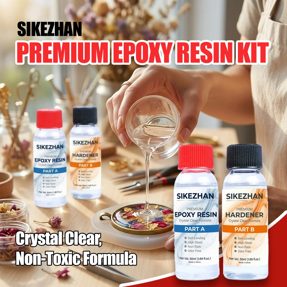 100ml Crystal Clear Epoxy Resin Kit High Gloss Self Leveling AB Glue for Jewelry Craft Casting DIY Art Supplies SIKEZHAN