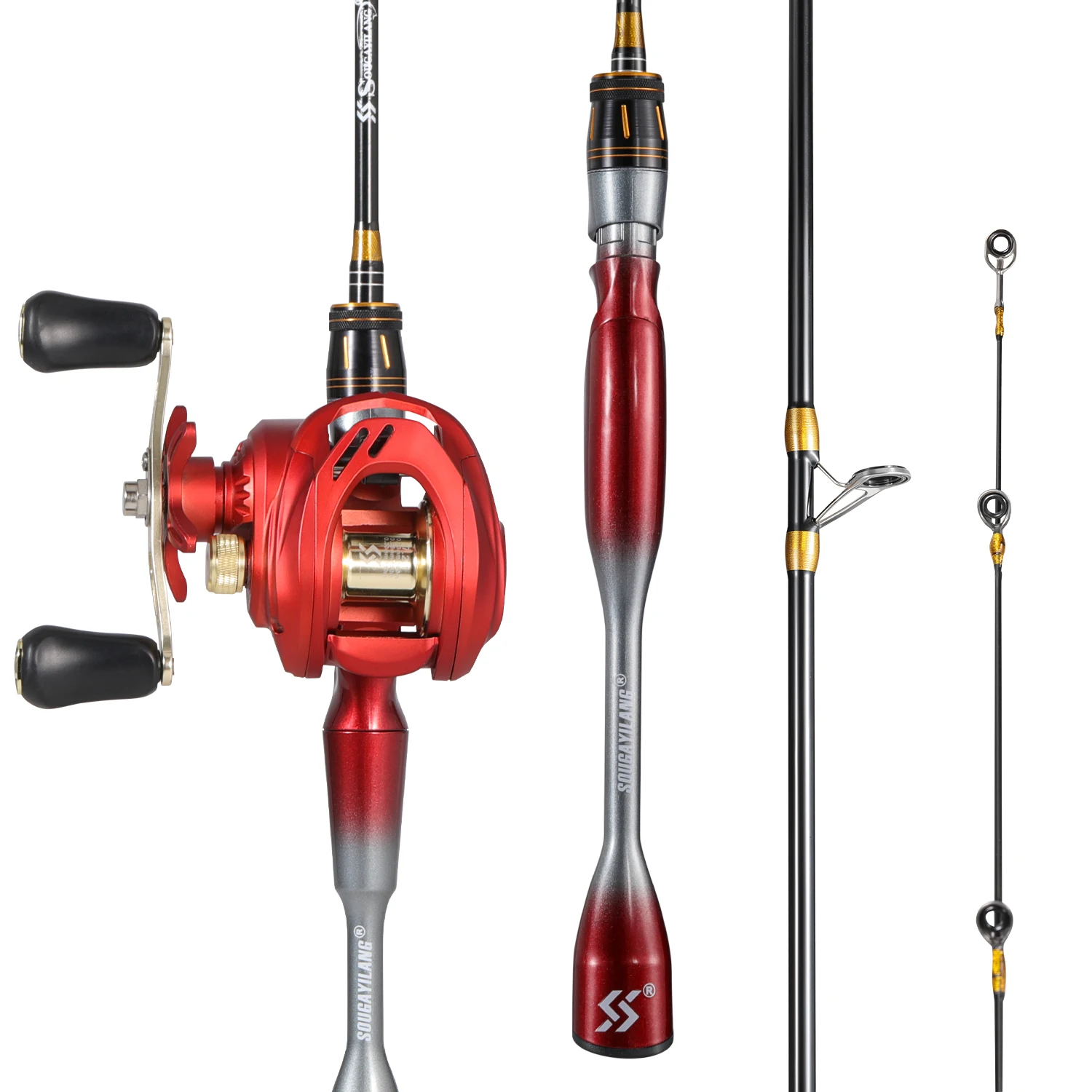 

Удочка Sougayilang 1.8м, 2 секции, и катушка для рыбалки, комплект из карбоновой удочки 24T и катушки, максимальная нагрузка 3 кг, для ловли баса, Pesca