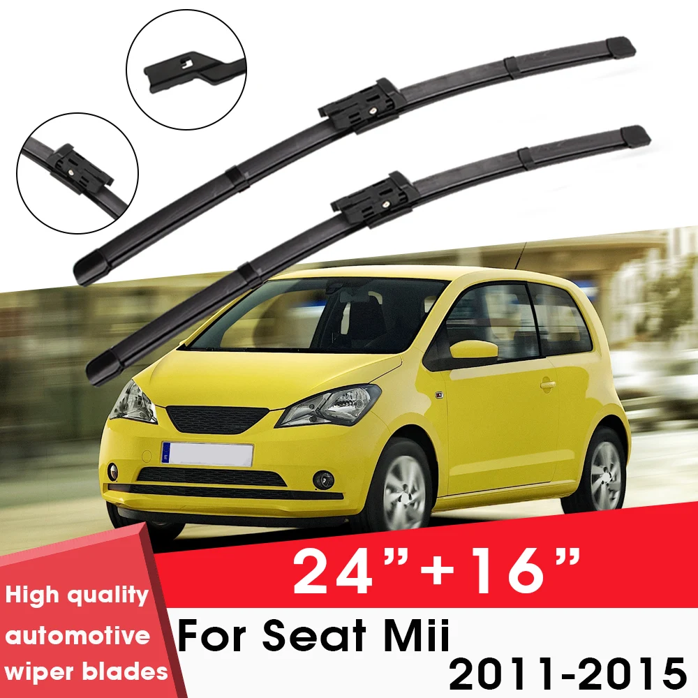 

Car Wiper Blade Blades For Seat Mii 2011-2015 24"+16" Windshield Windscreen Clean Rubber Silicon Cars Wipers Accessories