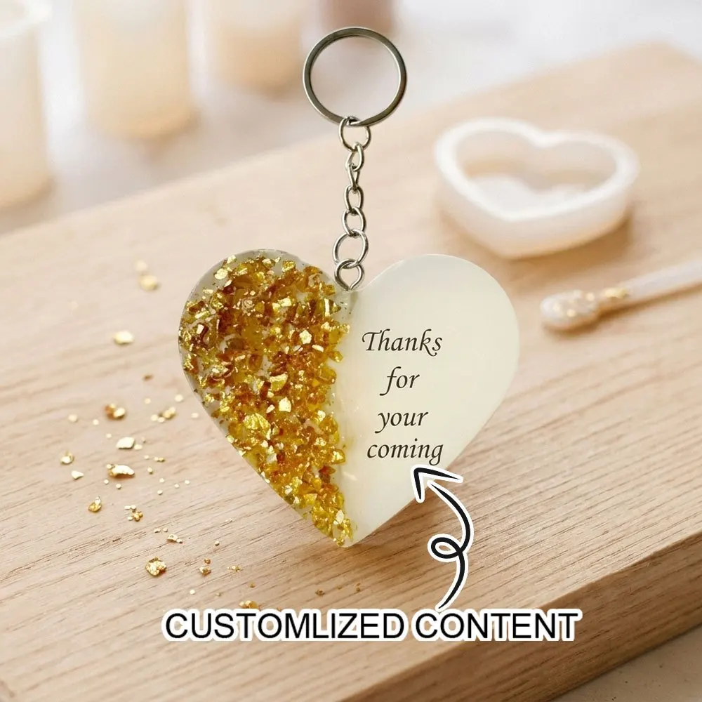 Personalized Resin Heart Keychain Custom Text Key Ring Bag Charm Pendant Wedding Favor Bridesmaid Souvenir.