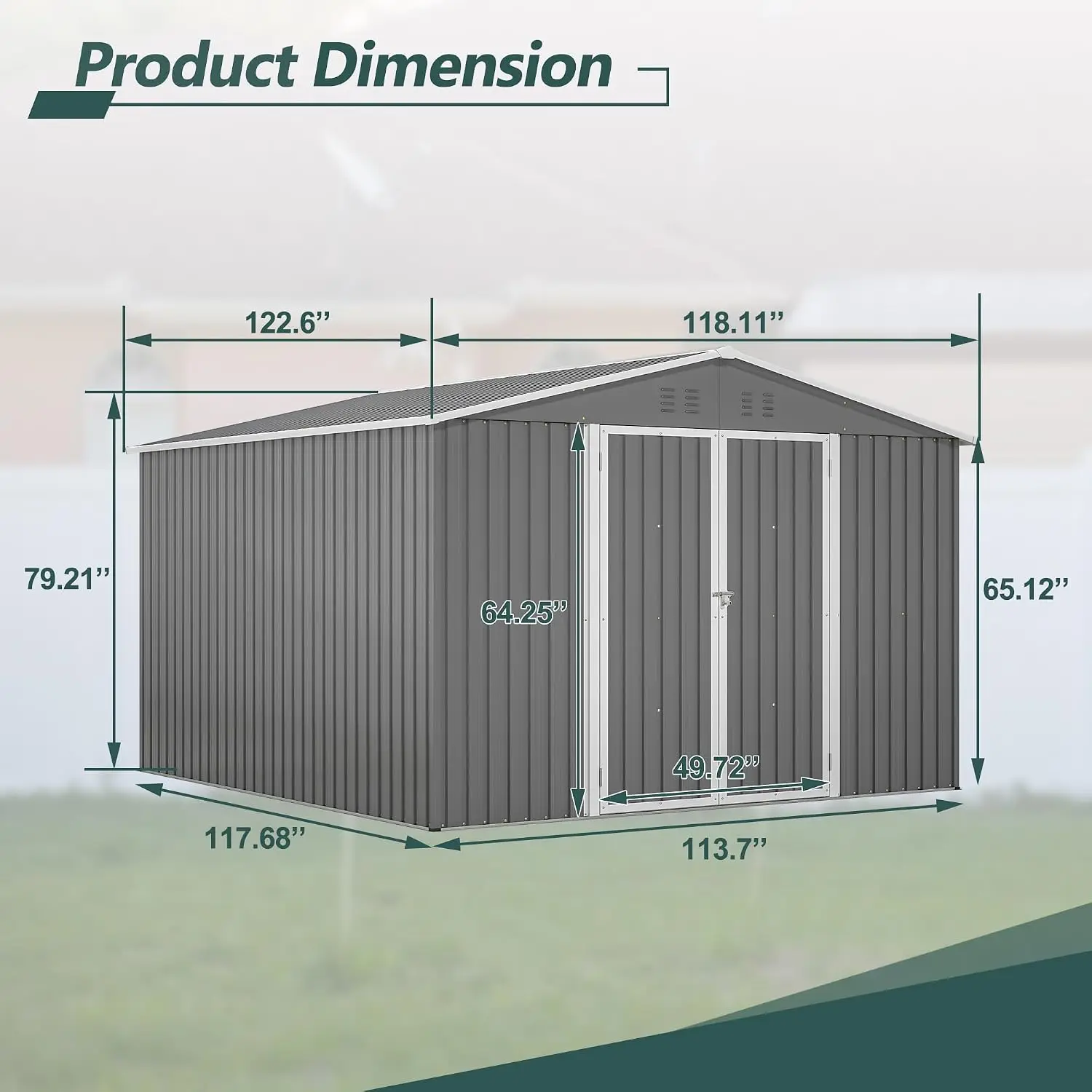 10x10FT Metal Outdoor Storage Shed Garden Tool House Backyard Garage, Customized
