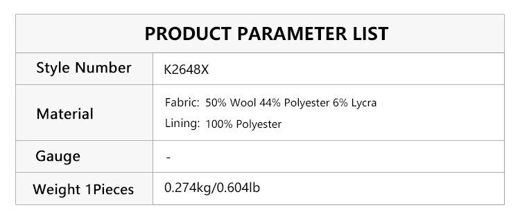 K2648X Luxusmarkenkleidung für Damen, lange Wollhosen, formelle Businesskleidung, Bürohosen für Damen – Detail 1
