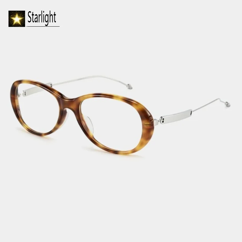 人気のオーバル型トータスアセテートサングラス、レトロなメガネフレーム、女性用uv400アイウェア、手作り、男性用旅行、近視用、読書用、144mm