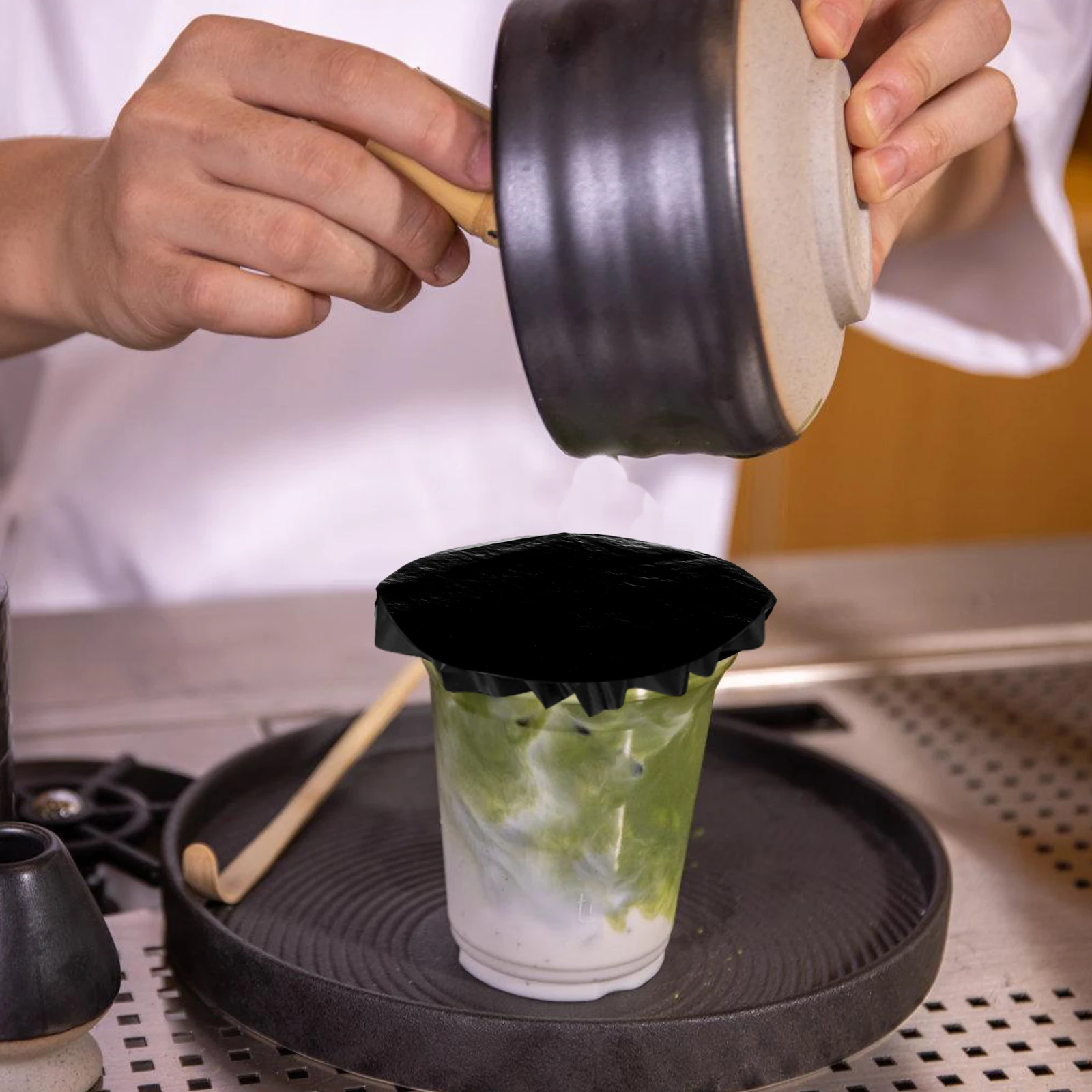 

100Pcs Leak-Proof Round Paper Lid Films Cup Sealing Pads for Drink Packaging Disposable Paper Cup Protection Anti-Spill