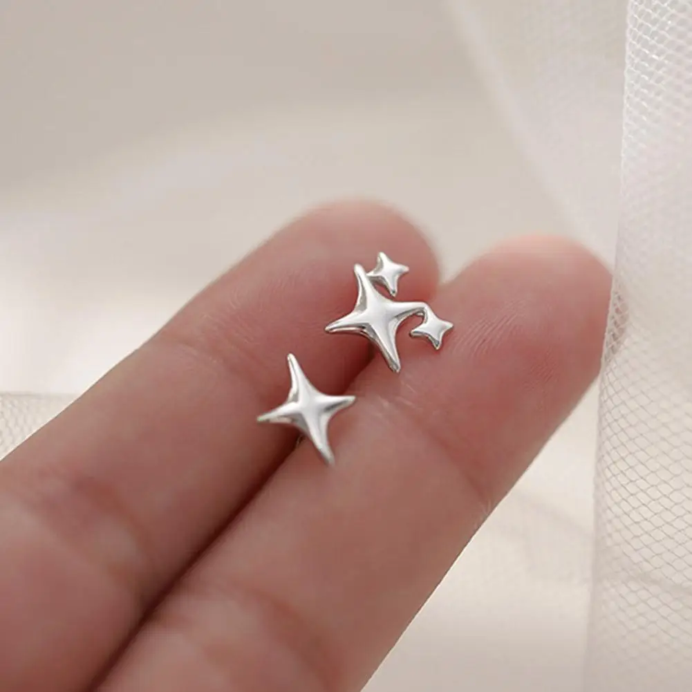 Cute Star Stud Earrings Lucky Four-pointed Star Earings For Women Korean Jewelry Asymmetry Earrings Sweet Cool Y2k Accessor L7Q9