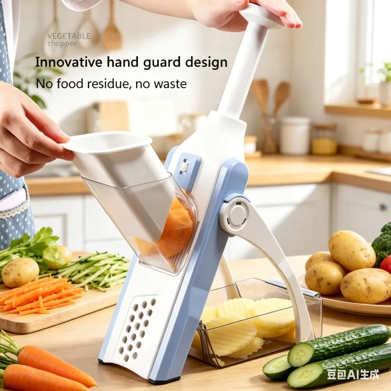 Cortador de Verduras Seguro para Cocina, Mandolina Multifunción, Rebanador de Patatas Fritas, Cortador para Ensaladas