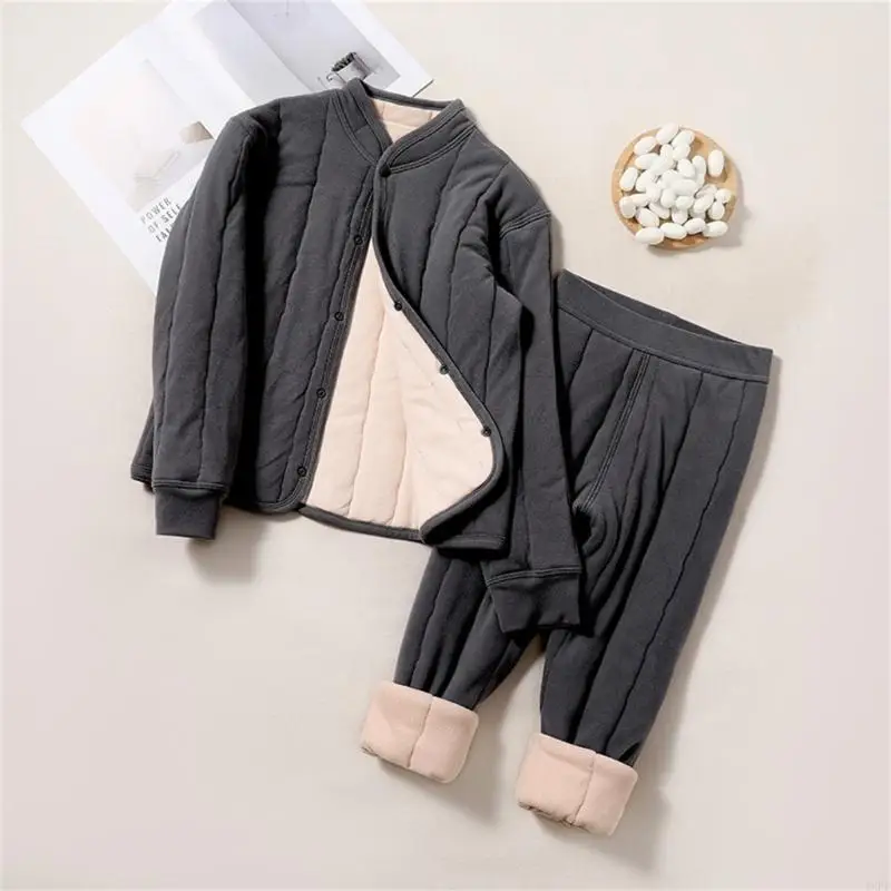 2Pcs Warm Matching Sleepwear Kids Pajamas Set Boys Girls Teen Children Home Suit Underwear Top and Pants Outfit