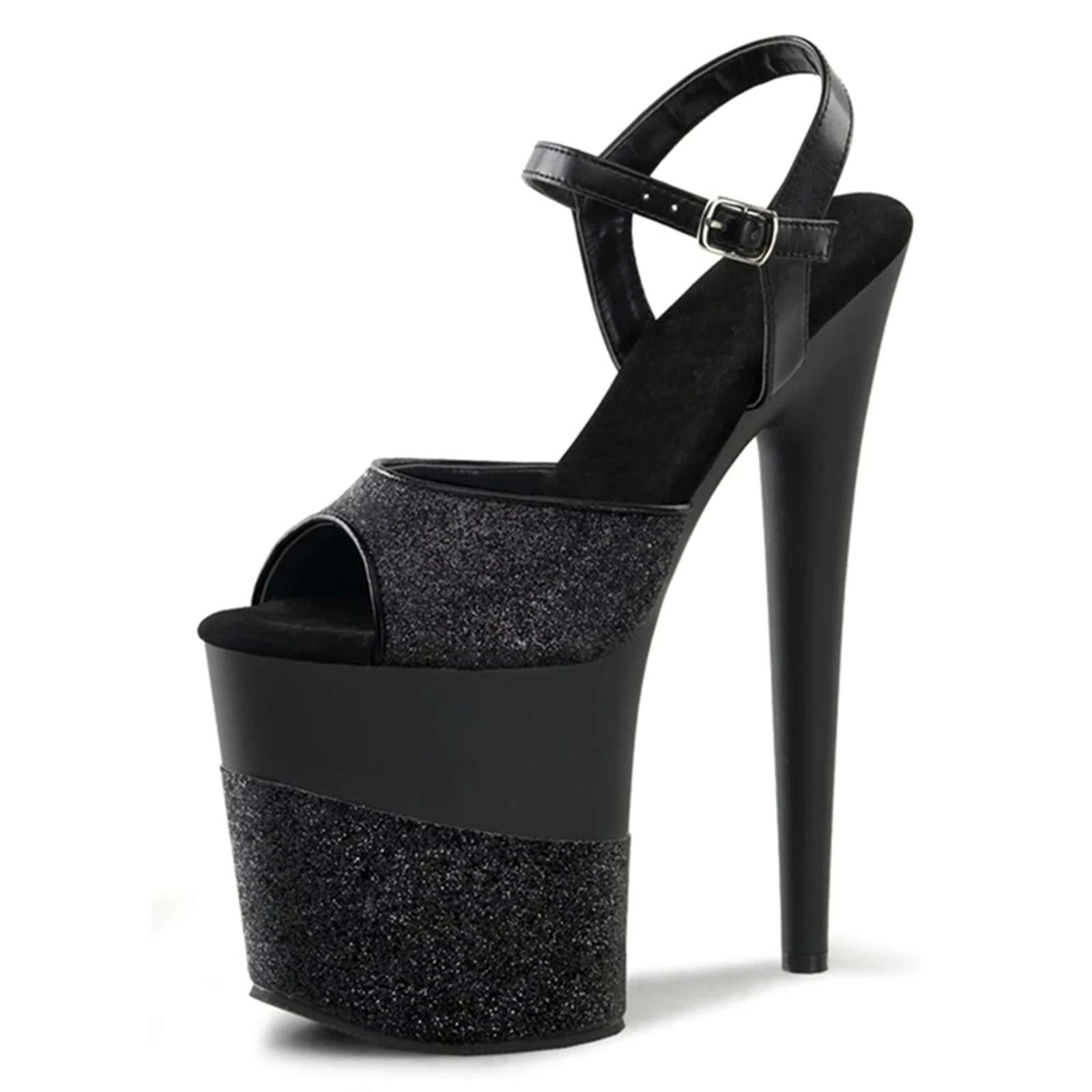 

2025 Pole Dance Heels 20CM - Triple Lock Ankle Strap & Crash-Resistant Platform | Glow-In-Dark Rhinestones + Sweatproof Inner