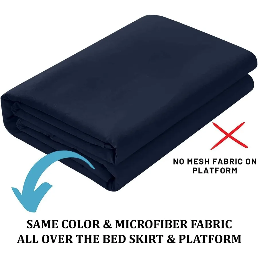 تنورة سرير مكشكشة مزدوجة الحجم مع زوايا مقسمة لديكور غرفة النوم الحديثة 12 بوصة تنورة سرير مكشكشة من الغبار مع منصة ثلاثة #5