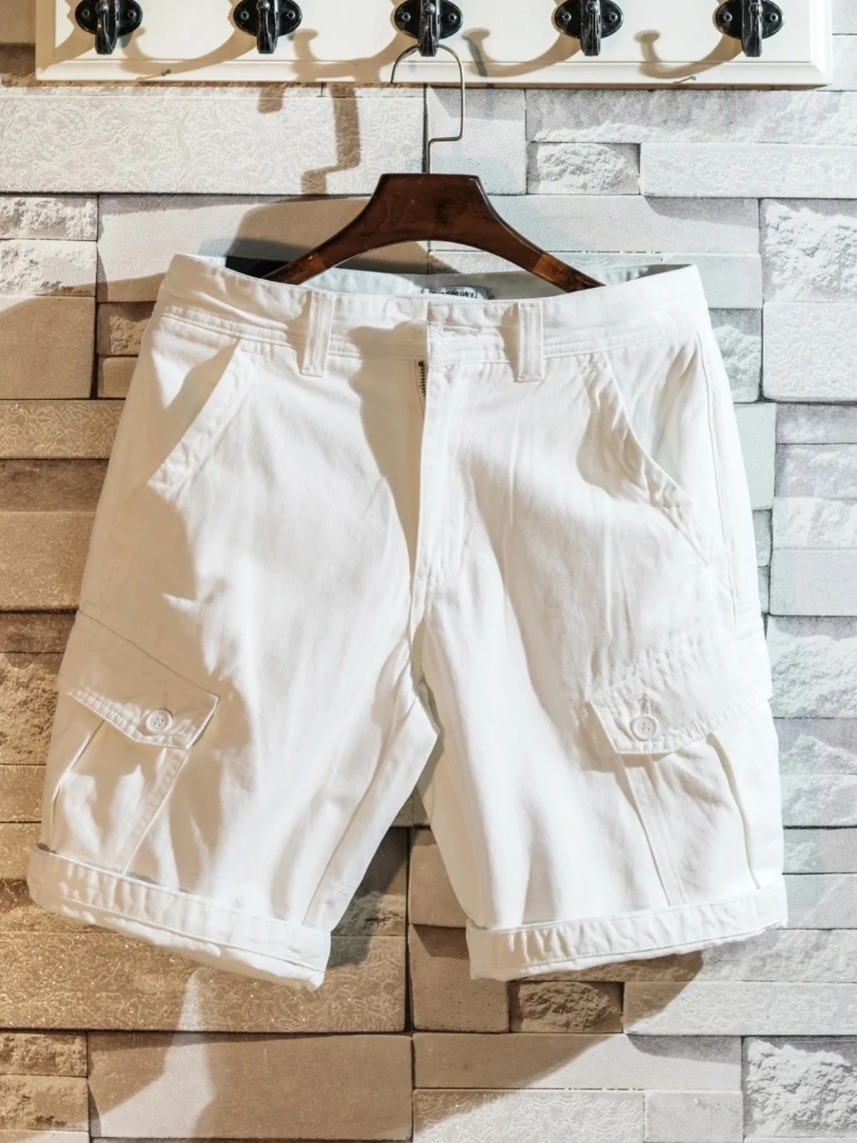 Men's Workwear Shorts Loose Fit Cotton Durable Large Pockets Casual Straight Leg Five-Quarter Length Urban Fashion Shorts