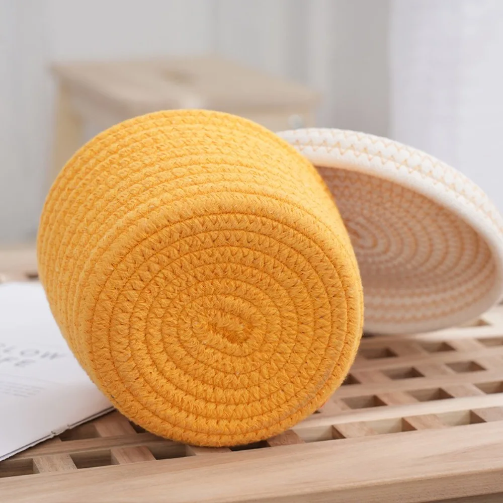 Cotton Rope Woven Storage Basket Ins Style Decorative Desktop Storage Box Large Capacity with Lids Sundries Organizer Kids Toys