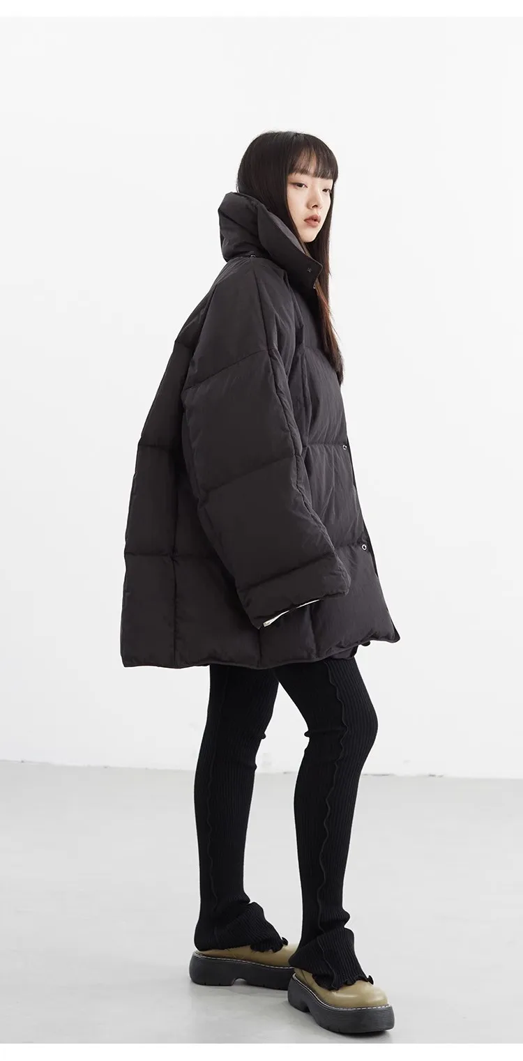 White Duck down Puffy Jacket~~New Winter down Jacket Versatile Thick Coat for Women~Detachable Collar