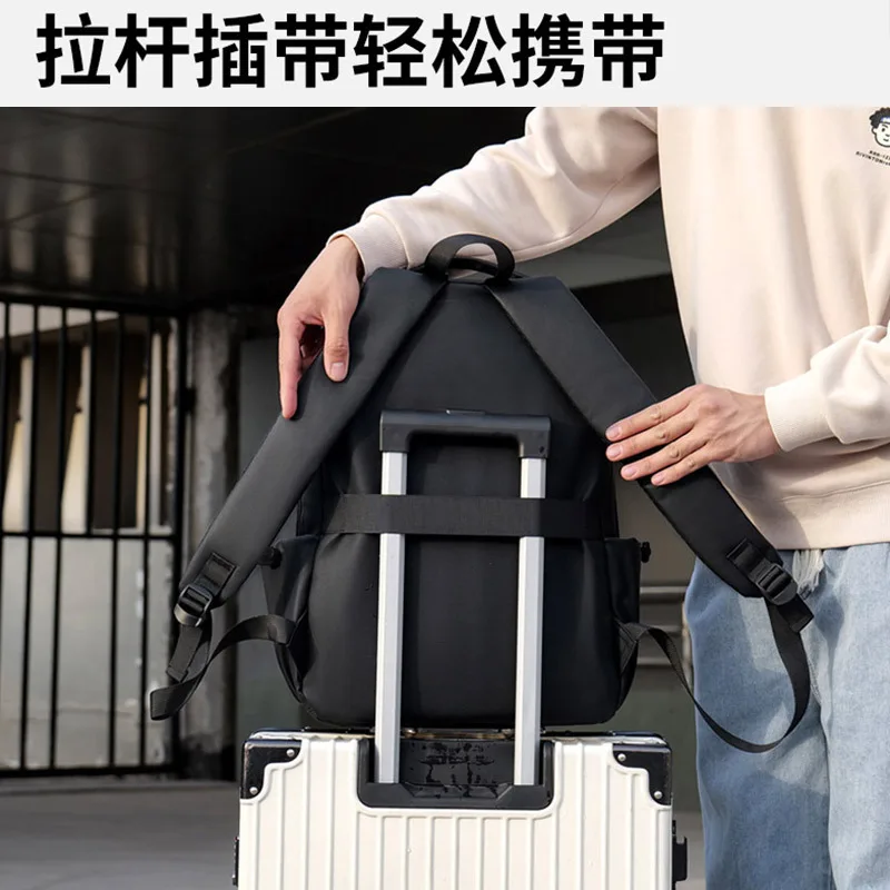 

Men's large-capacity leather membrane backpack high-end durable minimalist laptop bag versatile business backpack