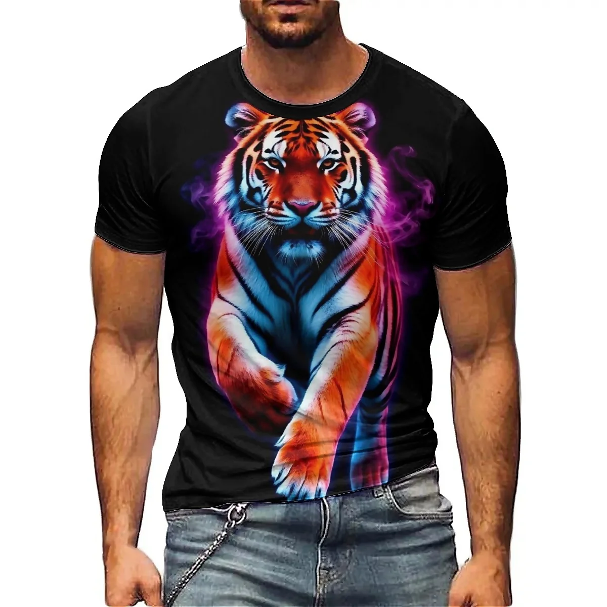 

Hawaiian Style Fashion Print Men's 3D Printed Short-Sleeve T-Shirt - Men's Gathering Top