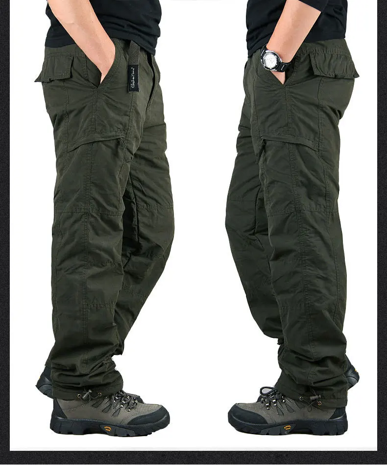 

Simple Pure Color Casual Commuting In Autumn and Winter with Thick Fleece Workwear and Warm Cotton Pants for Men