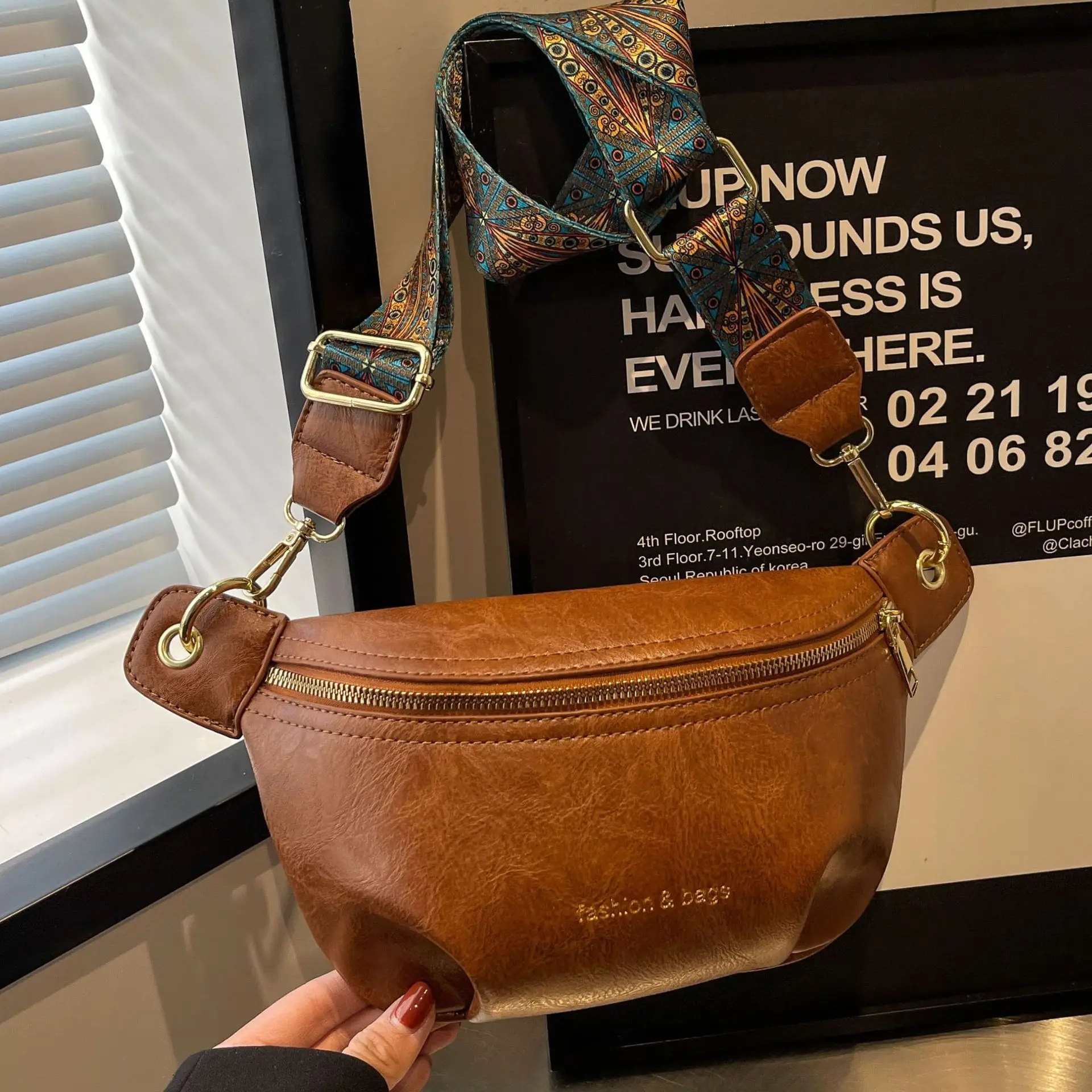 Bolso de un solo hombro para mujer, bandolera de pecho de tela PU, otoño e invierno, nuevo