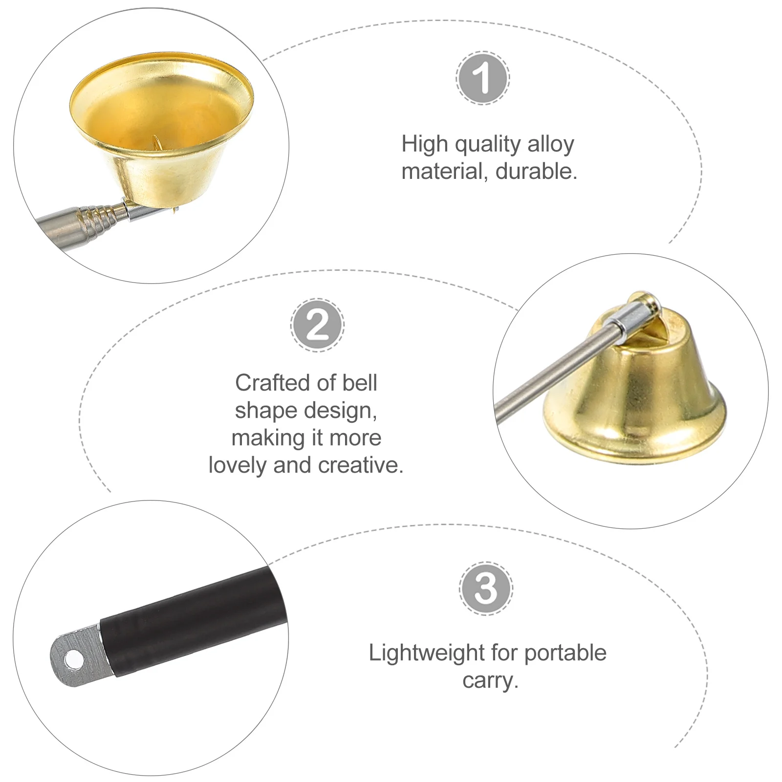 

1pc Extensible Shaped Copper Wick Snuffer Home Wick Snuffer Buddhist Ceremony Accessories Convenient Bell Fire