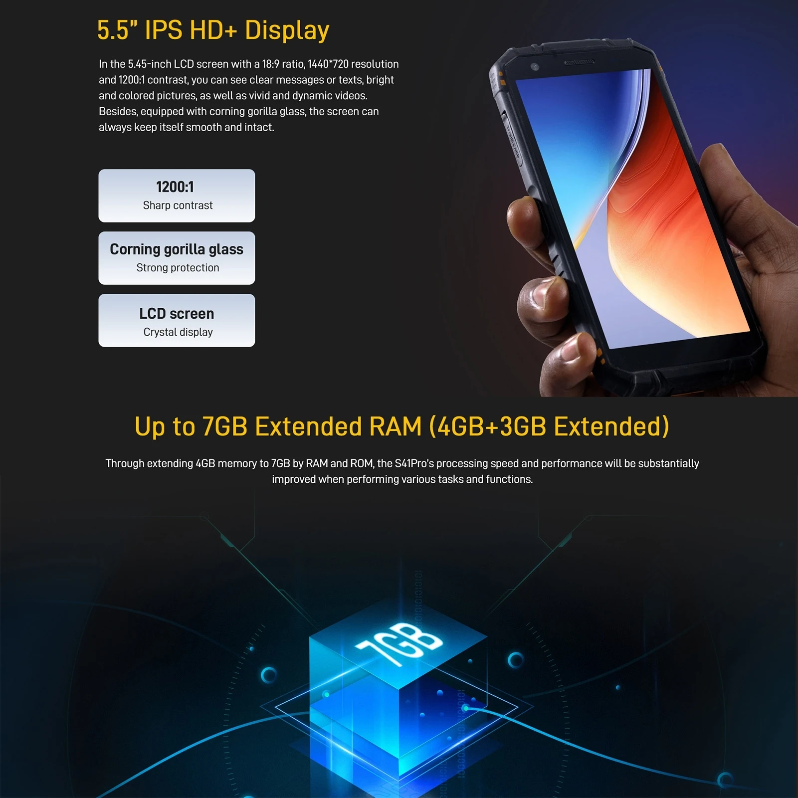 Doogee s41t robustes Telefon 5.5 "Bildschirm 4GB 64GB wasserdichtes Smartphone Android 12 Unisoc T606 Octa Core 6300mah NFC Handy