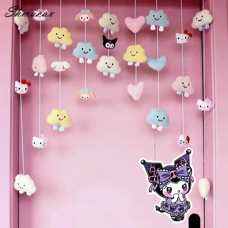 Kawaii Sanrio Hello Kitty zawieszka do zasłony drzwiowej Kuromi Melody pluszowa zabawka lalka rzep sypialnia salon wisiorek świąteczny wystrój