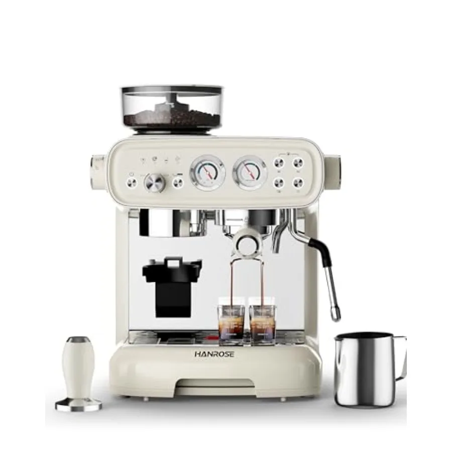 Espresso Machine with Grinder 20 Bar for Home Stainless Steel Espresso Machine with Milk Frother Steam Wand Professional Cappuc