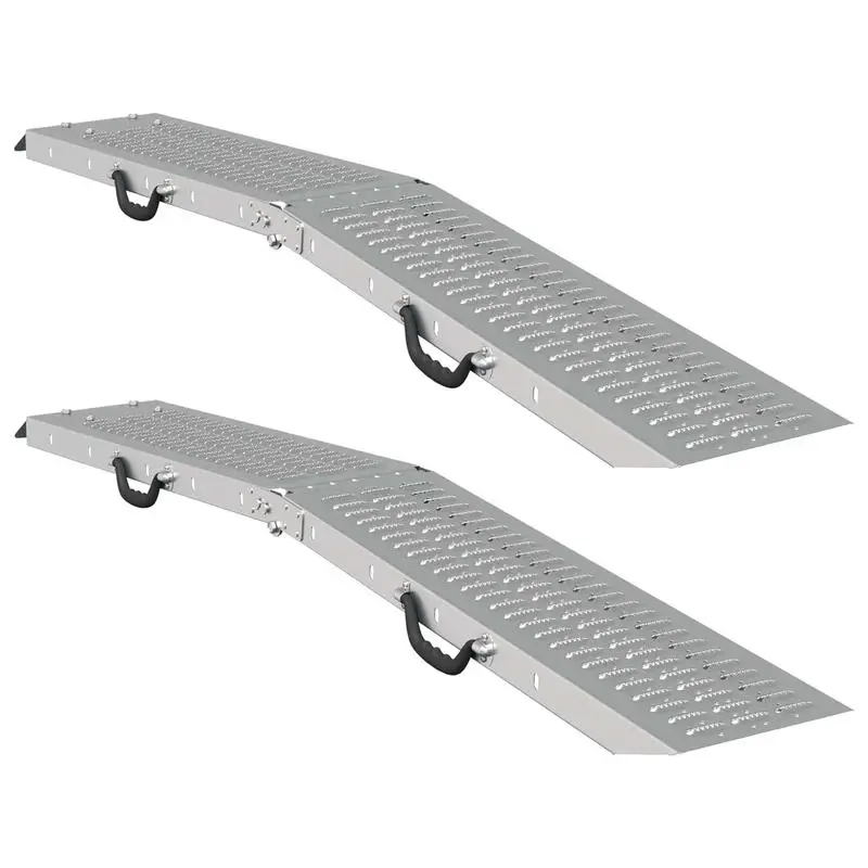 Immagine 3: Rampe Pieghevoli 200kg per rampa, 2 pz, Argento, 166 x 23 x 4,5 cm
