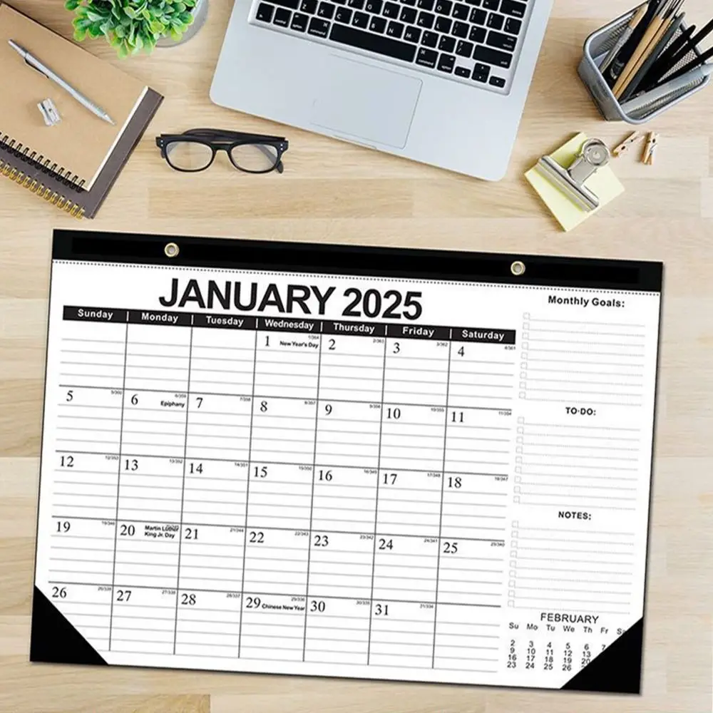 Creative Wall Calendar 2024-2025 with Hanging Hole Floral Wall Calendar 18 Months Portable English Calendar Office Stationery