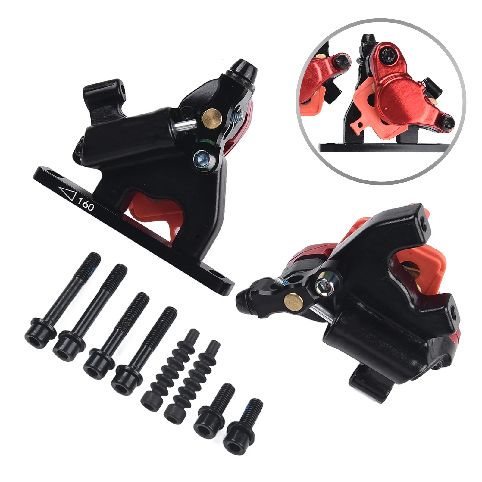 

A Pair Bike Brake Calipers Road Bike Mechanical Line Pulling Hydraulic Disc Brake Flat Mount Caliper Cycling Modification Parts