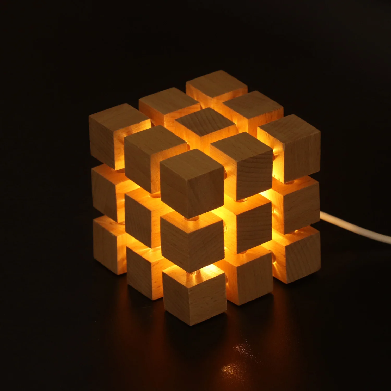 USB 플러그인 9단계 루빅스 큐브 LED 발광 야간 조명, 침실 침대 옆 테이블 장식 선물